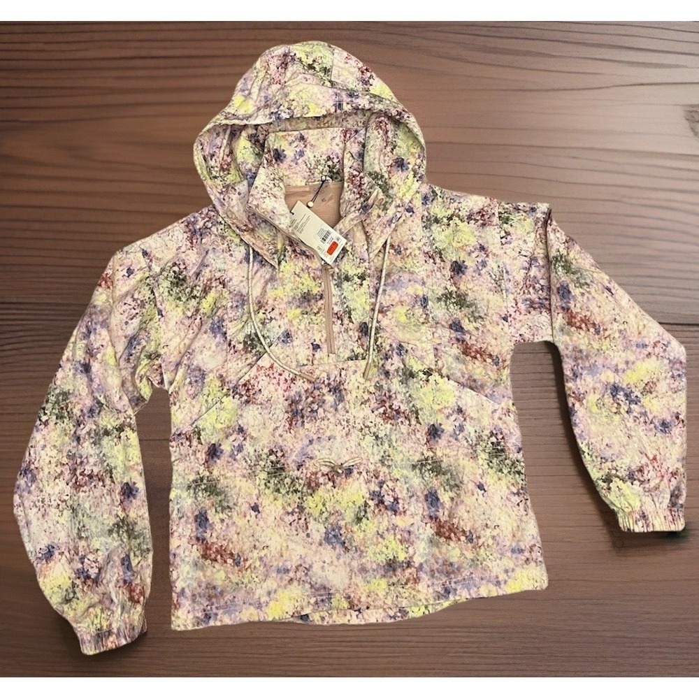 Calia Windbreaker Women XS Eden Print Olive NWT Hooded‎ Floral Rain Jacket